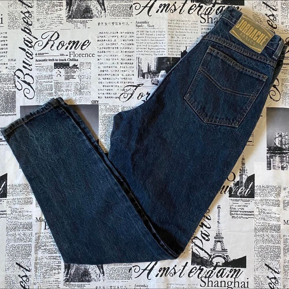 Jordache Women's dark wash vintage 80s high waist tapered slim legs size 10 28"